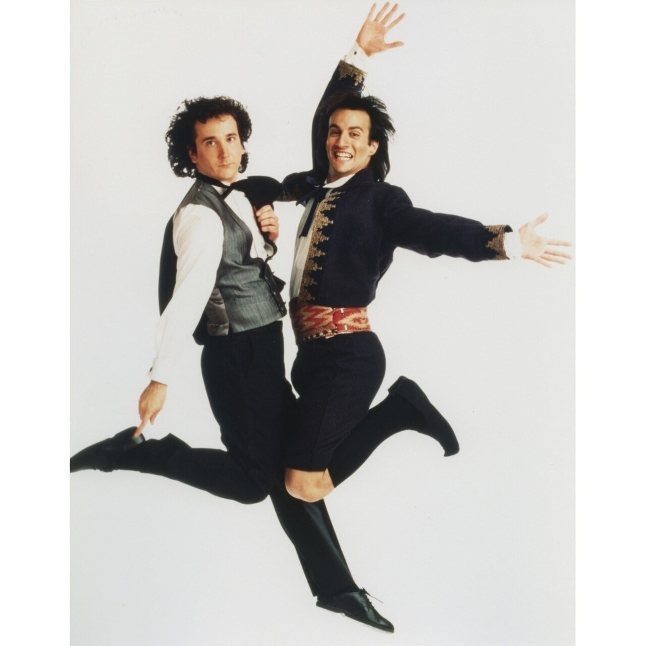 Posterazzi Perfect Strangers Jump Pose in Formal Outfit Portrait with White Background Photo Print